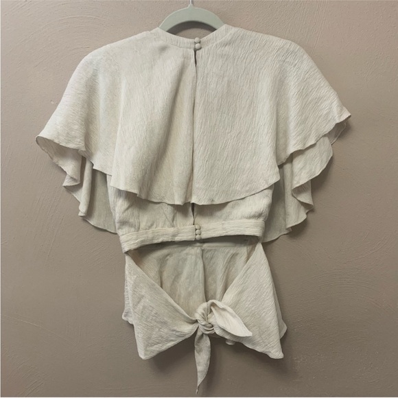 Johanna Ortiz Amor Es Belted Textured Crepe Top Cream White Beige Size 0 New NWT - Picture 6 of 12